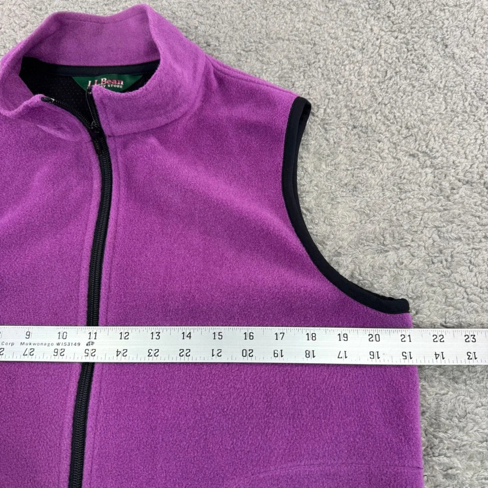 VTG LL Bean Factory Store Women Purple Fleece Vest Full Zip Mock Neck Medium USA